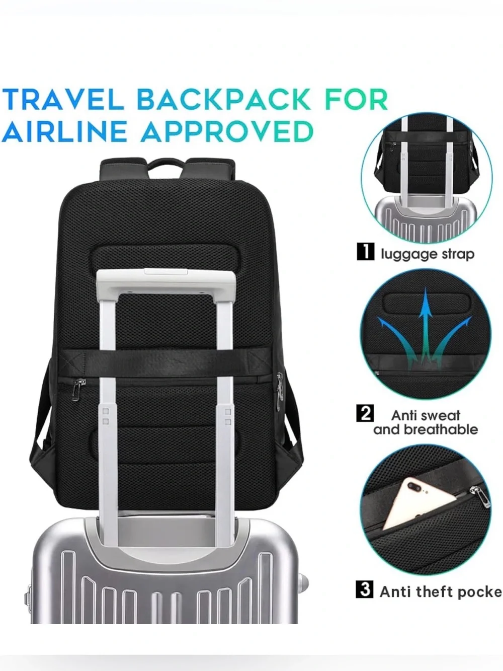 BANGE Business Smart Backpack Waterproof fit 15.6 Inch Laptop Backpack